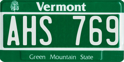 VT license plate AHS769