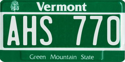 VT license plate AHS770