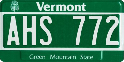 VT license plate AHS772