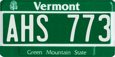 VT license plate AHS773