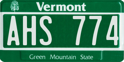 VT license plate AHS774