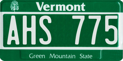 VT license plate AHS775