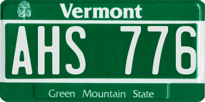 VT license plate AHS776