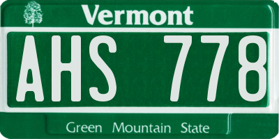 VT license plate AHS778