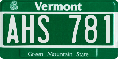 VT license plate AHS781
