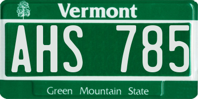 VT license plate AHS785
