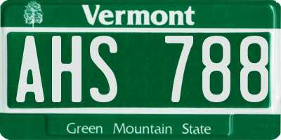 VT license plate AHS788