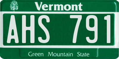 VT license plate AHS791