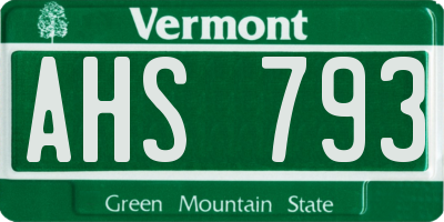 VT license plate AHS793