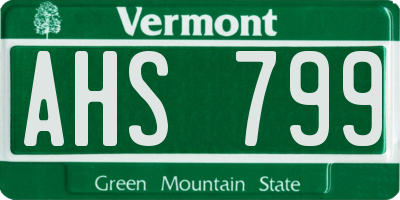 VT license plate AHS799