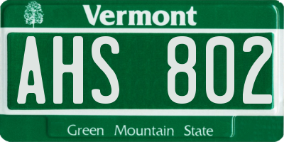 VT license plate AHS802