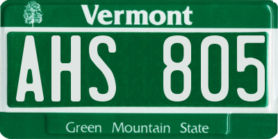 VT license plate AHS805