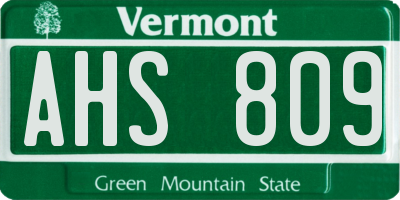 VT license plate AHS809
