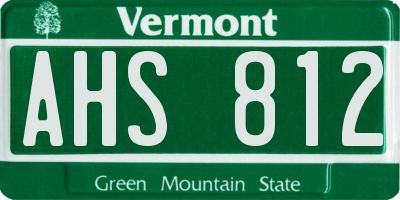 VT license plate AHS812
