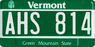 VT license plate AHS814