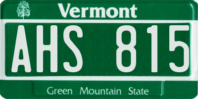 VT license plate AHS815