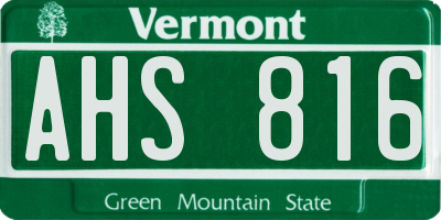 VT license plate AHS816