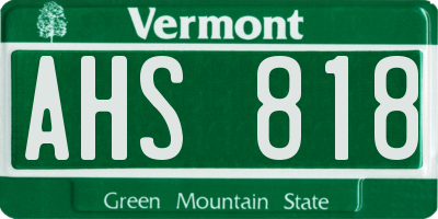 VT license plate AHS818