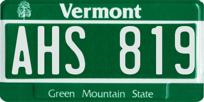 VT license plate AHS819