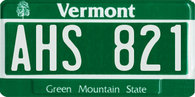 VT license plate AHS821