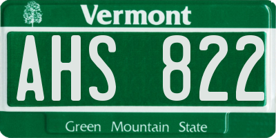 VT license plate AHS822