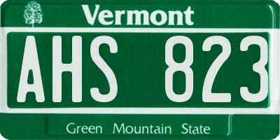 VT license plate AHS823