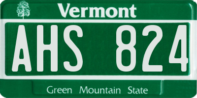 VT license plate AHS824