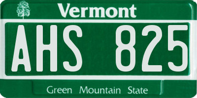 VT license plate AHS825
