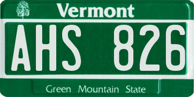 VT license plate AHS826