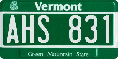 VT license plate AHS831