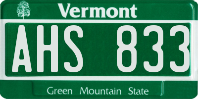 VT license plate AHS833
