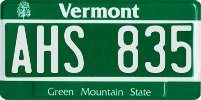 VT license plate AHS835