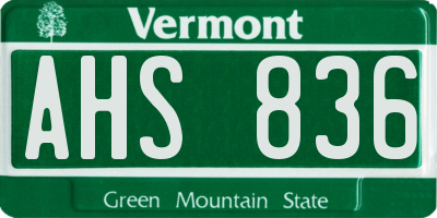VT license plate AHS836