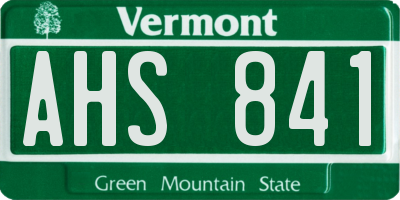 VT license plate AHS841