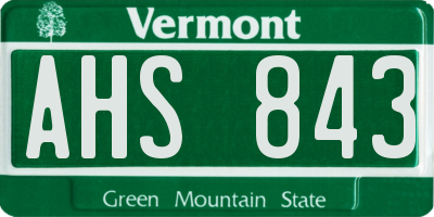 VT license plate AHS843