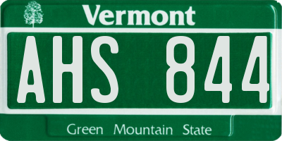 VT license plate AHS844