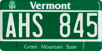 VT license plate AHS845