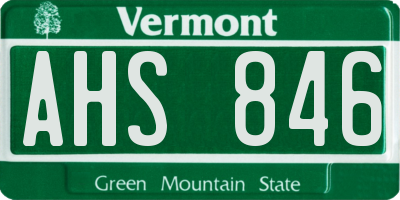 VT license plate AHS846