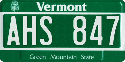 VT license plate AHS847