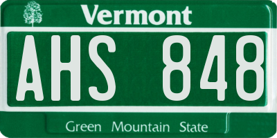 VT license plate AHS848