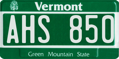 VT license plate AHS850