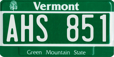 VT license plate AHS851