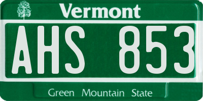 VT license plate AHS853