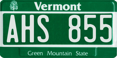 VT license plate AHS855
