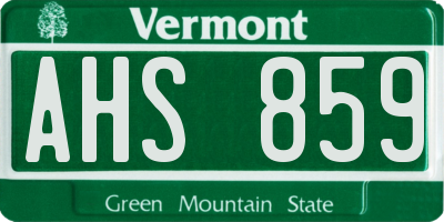 VT license plate AHS859