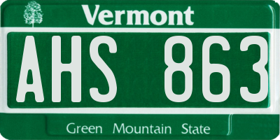 VT license plate AHS863