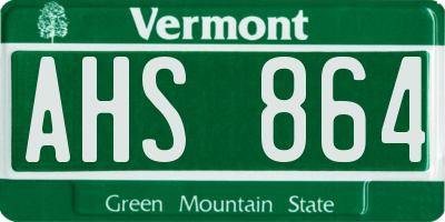 VT license plate AHS864