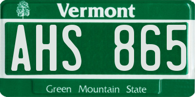 VT license plate AHS865