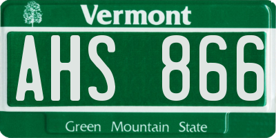 VT license plate AHS866