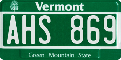 VT license plate AHS869